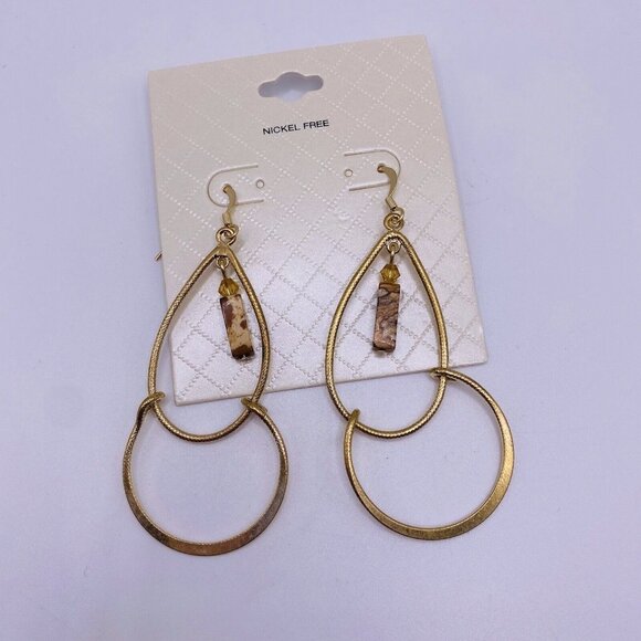 Aura Gold Tone Drop Dangle Earrings New - Picture 1 of 4